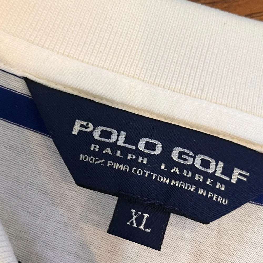 Ralph Lauren Polo Golf shirt men’s XL Pima cotton blue white black striped soft